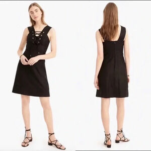 J.Crew black, lace-up, 100% structured linen dress, size 8, *pre-owned*